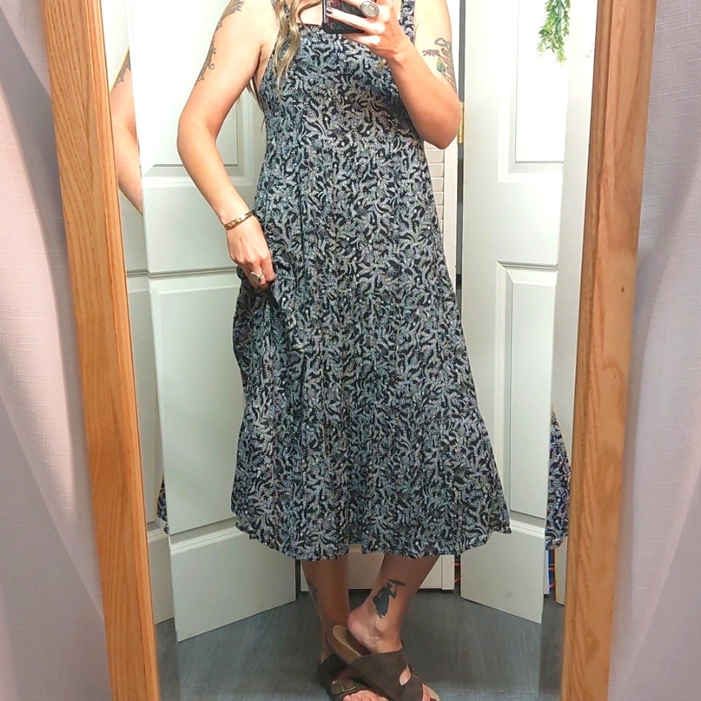 Old Navy Floral Dress Medium Black and White